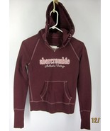 Abercrombie Girls Large Maroon Pullover Hoodie Stitched Graphic Quilted ... - £11.50 GBP