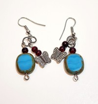 Vintage Butterfly Earrings Costume Handmade Dual Dangle B66 Maine - $372.19 MXN