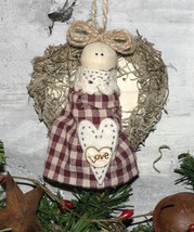 Primitive Handcrafted wood Angel Ornament / Wall Hanging 3&quot; - £11.98 GBP