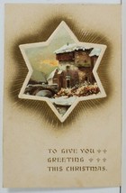 Greetings this Christmas Scenic View Through Shining Star Embossed Postcard O13 - £3.96 GBP