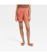 A New Day Women&#39;s Satin High Rise Pull On Shorts SMALL Orange Stretchy W... - $29.19 CAD