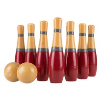 8 Inch Wooden Lawn Bowling Game Set With Nylon Storage Bag Kids Adults Red - £59.50 GBP