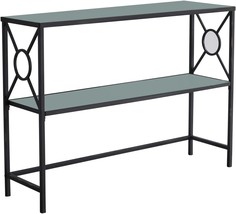 Kb Designs - Modern Metal Entryway Console Sofa Table With Glass Shelf, Textured - £128.68 GBP