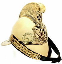 Medieval French Fireman Leather Helmet Brass &amp; Leather Helmet For Decor - £102.83 GBP