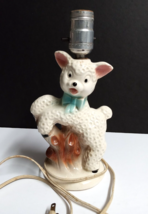 Adorable Ceramic Lamb in Blue Bow Baby Room Nursery Lamp 8&quot;h c1950s *Works* - £19.97 GBP