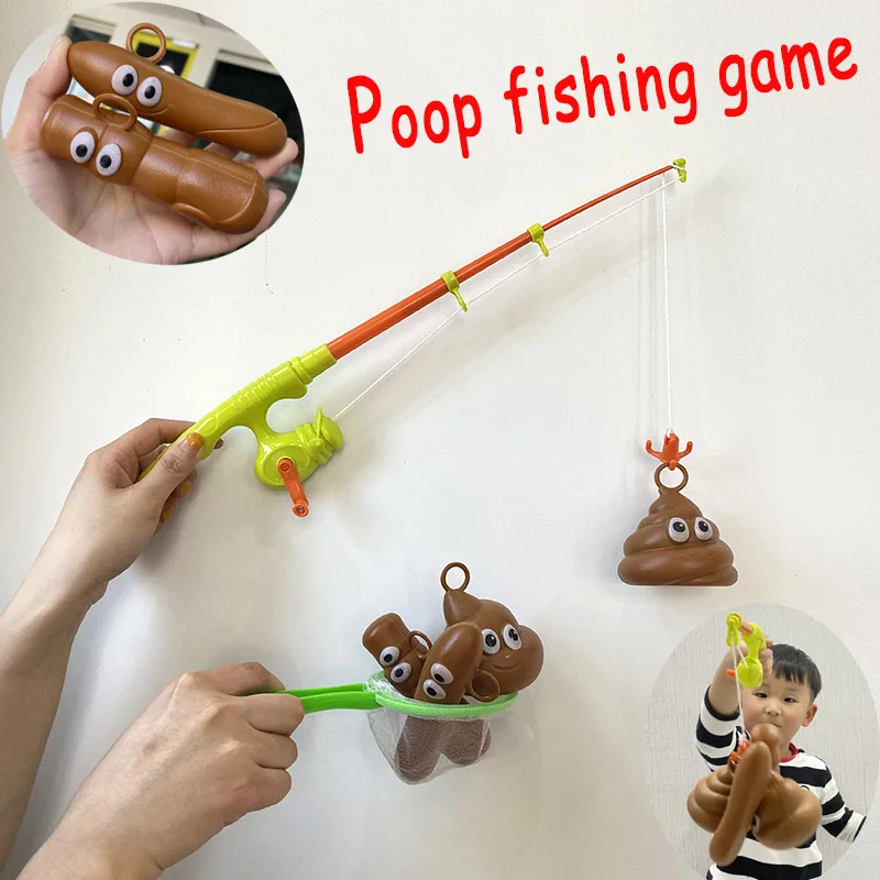 Poop Fishing Toy Game Kids Fishing Rod Hook Poop Game Aldult Party Props - £13.78 GBP