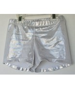 SNOWFLAKE DESIGN Silver Glittered Sequin Shorts for leotards size X-smal... - $11.87