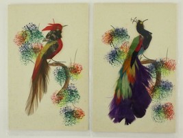 Vintage Paper Postcards Mexican Folk Art Feathered Peacock Pheasant Travel 2PCS - £8.80 GBP
