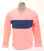 Hurley Bleached Coral &amp; Gray Long Sleeve Henley Shirt  Men&#39;s M NWT - £32.93 GBP