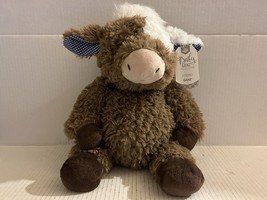Baby Ganz Rattle Plush Brown Happy Hill Farm Cow 14" Stuffed Animal - £19.82 GBP