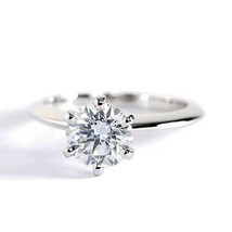 1.00 CT Genuine Moissanite 6-Prong Solitaire Engagement Ring 14K White Gold Over - £81.00 GBP