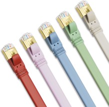 CAT8 Ethernet Cable 6ft 5 Pack Morandi Colors High Speed CAT 8 Cable Fla... - $44.99