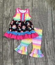 NEW Boutique Unicorn Pegasus Tunic Dress Rainbow Capri Leggings Girls Outfit Set - £8.80 GBP