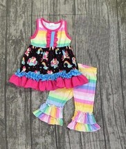 NEW Boutique Unicorn Pegasus Tunic Dress Rainbow Capri Leggings Girls Ou... - €9,58 EUR