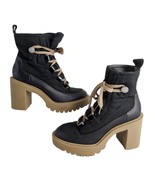 Dolce Vita Celida Black Leather Nylon Platform High Heel Hiking Boots Si... - $62.89