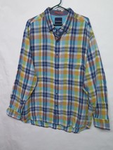 Tommy Bahama Linen Shirt Mens XL Plaid Linen Long Sleeve Casual Button U... - $23.69
