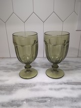 Libbey Gibraltar Olive Green Goblets Set, Vintage Glassware Pair, Mid-Ce... - $21.78