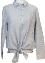 Jane and Delancey Blue White Seersucker Shirt – Long Sleeve, Size Xs - £12.58 GBP