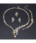 Exquisite Dubai Gold Tiger Crystal Jewelry Set Luxury Nigerian Woman Wed... - £30.57 GBP