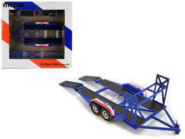 Tandem Car Trailer with Tire Rack Blue &quot;Mopar&quot; for 1/43 Scale Model Cars by GMP - £25.88 GBP