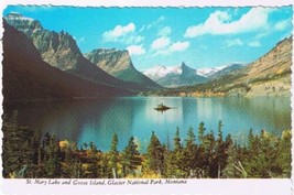 Postcard St Mary Lake &amp; Goose Island Glacier National Park Montana - £3.89 GBP