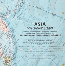 1959 Asia And Adjacent Areas Map National Geographic Antique 24.75 x 19&quot;... - $13.50