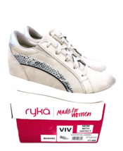 Ryka Viv Leather Lace-Up Sneakers Animal Accent Cloud Grey US 8.5W *defect* - £19.75 GBP