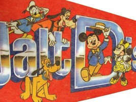 Vintage Walt Disney World Pennant Micky Minnie Pluto Donald Goofy - $19.79