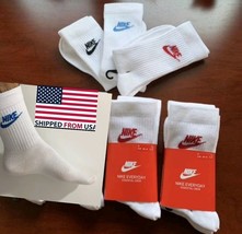 Nike Everyday Essential Crew Socks 3 Pairs White Unisex Large 42-46 Bask... - £15.73 GBP