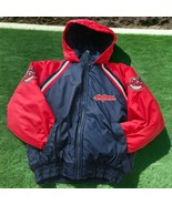 MLB Cleveland Baseball Indians Chief Wahoo Coat Jacket Vintage Retired Y... - £35.30 GBP