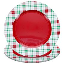 Red, Green, &amp; White Tartan Plaid Christmas Plate Chargers For Holiday Ho... - £14.27 GBP