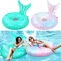 2 Pcs Pool Floats Mermaid Summer Large Pool Float Floating Pool Inflatab... - £53.18 GBP