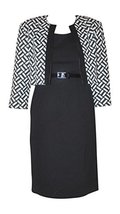 Jessica Howard Jacket Dress Set 3/4 Length Sleeves Faux Leather Trim Size 6 - $98.99