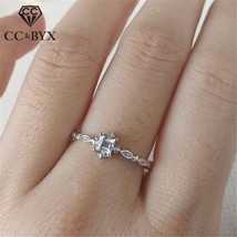 CC Wedding Rings For Women Simple Blue Cubic Zirconia Ring Romantic Bridal Engag - £6.77 GBP