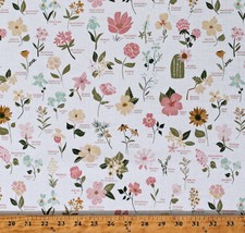 Cotton State Flowers Floral Plants Vegetation White Fabric Print by Yard D665.51 - £10.00 GBP