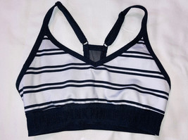 Victorias Secret PINK Ultimate Black White Stripes Sports Bra Sz XS Form... - $12.88