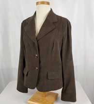 Norton McNaughton Faux Suede Blazer Jacket Sz 10 Stretch Brown Polyester Blend - £11.21 GBP