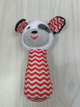 Spark Create Imagine plush puppy dog stick rattle red white chevron blac... - $5.93