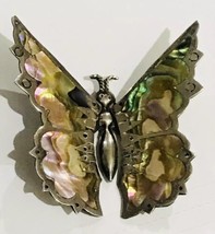 Vintage Sterling Silver Taxco Mexico Abalone Butterfly Brooch Signed GP ... - $124.99