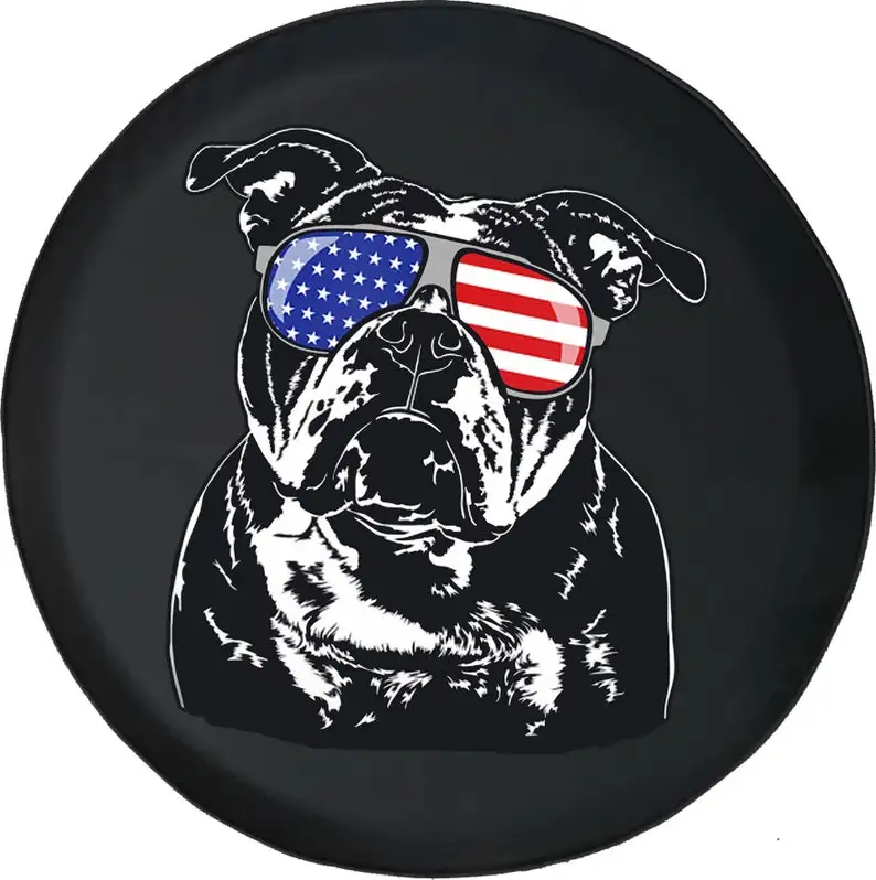 Summertime American Flag Bulldog Spare Tire Cover for Car, Camper, SUV With or - £22.73 GBP