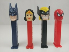 Vtg Lot of 4 Superhero Pez Dispensers Wolverine, Batman, Spiderman, Wond... - $11.63