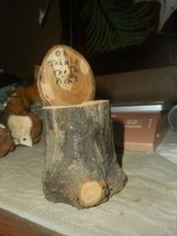 Oh Johnie Toothpick Holder Pine Log Tree Wood Wooden Toothpick Vintage - £15.92 GBP