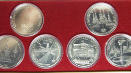 Russie Urss 1 Rouble 6 Pièce Set Olimpic Moscou 1980 UNC Mint Boite COA - £223.39 GBP