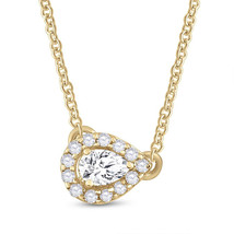 14kt Yellow Gold Womens Pear Diamond Solitaire Necklace 1/6 Cttw - £456.59 GBP