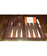 Backgammon Complete Set Faux Leather Brief Case VTG - $47.64 CAD