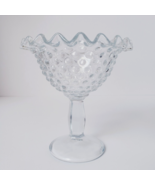 Zabkowice Glass Clear Hobnail Ruffle Edge 5.5&quot; Pedestal Compote Candy Dish - $38.67