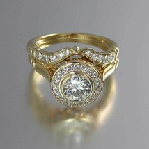 1.25ct Diamond Vintage Engagement Wedding Band Ring Set 14k Yellow Gold Finish - £95.54 GBP