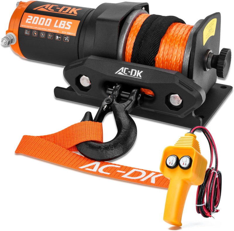  2000-Lb. ATV/UTV Electric Winch, Off-Road Synthetic Rope Winch for Trai... - $168.44