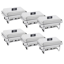 6 Pack 8Qt Chafing Dish Stainless Steel Chafer Complete Set With Warmer - $258.99