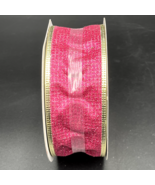 Wired Edge Ribbon 2&quot; x 75&#39; (25 yds) Shiny Metallic Glitter Hot Pink Fuch... - £5.96 GBP